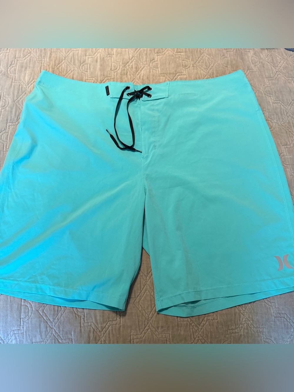 Hurley Men's Turquoise Board Shorts with Black Drawstring